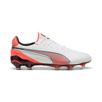 PUMA King Ultimate Gazon Naturel Gazon Artificiel Chaussures de Foot (MG) Blanc Rouge Vif Bleu