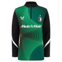 Castore Feyenoord Pre-Match Trainingspak 1/4-Zip 2024-2025 Kids Groen Zwart Wit