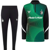 Castore Feyenoord Pre-Match Trainingspak 1/4-Zip 2024-2025 Kids Groen Zwart Wit