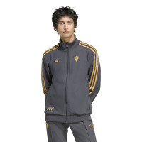 adidas Manchester United Terrace Icons Trainingspak Full-Zip Donkergrijs Goud