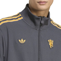 adidas Manchester United Terrace Icons Trainingspak Full-Zip Donkergrijs Goud