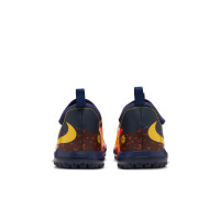 Nike Phantom 6 Low Haaland Academy Turf Voetbalschoenen (TF) Kids Donkerblauw Oranje Geel Rood