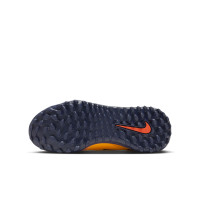 Nike Phantom 6 Low Haaland Academy Turf Voetbalschoenen (TF) Kids Donkerblauw Oranje Geel Rood