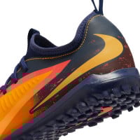 Nike Phantom 6 Low Haaland Academy Turf Voetbalschoenen (TF) Kids Donkerblauw Oranje Geel Rood