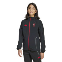 adidas Liverpool Vis Tech Tracksuit Full-Zip Kids Black Red