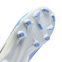 Nike Phantom 6 High Academy Gras Voetbalschoenen (FG) Kids Wit Blauw Geel