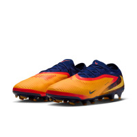Nike Phantom 6 Low Haaland Pro Gras Voetbalschoenen (FG) Donkerblauw Oranje Geel Rood