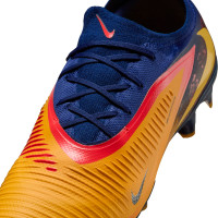 Nike Phantom 6 Low Haaland Pro Gras Voetbalschoenen (FG) Donkerblauw Oranje Geel Rood