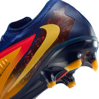 Nike Phantom 6 Low Haaland Pro Gras Voetbalschoenen (FG) Donkerblauw Oranje Geel Rood