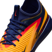 Nike Phantom 6 Low Haaland Academy Zaalvoetbalschoenen (IN) Kids Donkerblauw Oranje Geel Rood