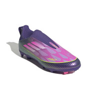 adidas F50 Lamine Yamal League Veterloze Gras / Kunstgras Voetbalschoenen (MG) Kids Paars Roze Geel
