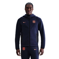 Nike FC Barcelona Tech Fleece Trainingspak Full-Zip 2025-2026 Donkerblauw Oranje