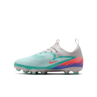 Nike Phantom 6 Low Academy Grass/Artificial Grass Football Boots (MG) Kids Silver Turquoise Orange Blue