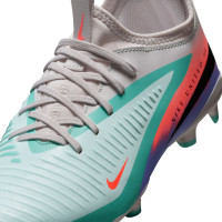 Nike Phantom 6 Low Academy Grass/Artificial Grass Football Boots (MG) Kids Silver Turquoise Orange Blue