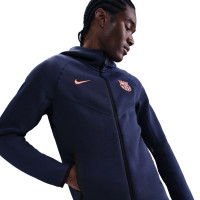 Nike FC Barcelona Tech Fleece Trainingspak Full-Zip 2025-2026 Donkerblauw Oranje