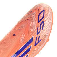 adidas F50 League Veterloze Gras / Kunstgras Voetbalschoenen (MG) Kids Oranje Blauw Wit