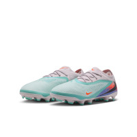 Nike Phantom 6 Low Pro Grass/Artificial Grass Football Boots (MG) Kids Silver Turquoise Orange Blue