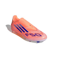 adidas F50 League Laceless Grass/Artificial Grass Football Boots (MG) Orange Blue White