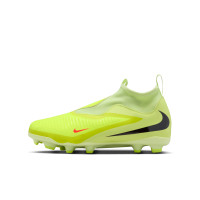 Nike Phantom 6 High Academy Laceless Grass/Artificial Grass Football Boots (MG) Kids Yellow Orange Black