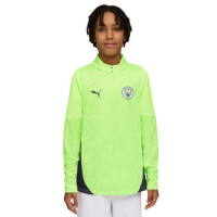 PUMA Manchester City 1/4-Zip Tracksuit 2025-2026 Kids Light Green Dark Blue