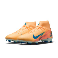 Nike Zoom Mercurial Superfly 10 Mbappé Academy Grass/Artificial Grass Football Boots (MG) Light Orange Turquoise