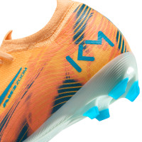 Nike Zoom Mercurial Vapor 16 Mbappé Pro Gras Voetbalschoenen (FG) Kids Lichtoranje Turquoise
