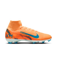Nike Zoom Mercurial Superfly 10 Pro Gazon Naturel Chaussures de Foot (FG) Orange Clair Turquoise