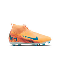 Nike Zoom Mercurial Superfly 10 Mbappé Academy Grass/Artificial Grass Football Boots (MG) Kids Light Orange Turquoise