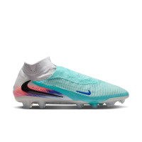 Nike Phantom 6 High Elite Gras Voetbalschoenen (FG) Zilver Turquoise Oranje Blauw