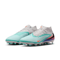 Nike Phantom 6 High Academy Gras / Kunstgras Voetbalschoenen (MG) Zilver Turquoise Oranje Blauw