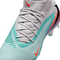 Nike Phantom 6 High Academy Gras / Kunstgras Voetbalschoenen (MG) Zilver Turquoise Oranje Blauw
