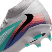Nike Phantom 6 High Academy Grass/Artificial Grass Football Boots (MG) Silver Turquoise Orange Blue