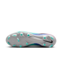 Nike Phantom 6 High Academy Grass/Artificial Grass Football Boots (MG) Silver Turquoise Orange Blue