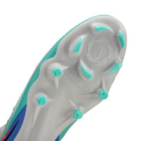 Nike Phantom 6 High Academy Gras / Kunstgras Voetbalschoenen (MG) Zilver Turquoise Oranje Blauw