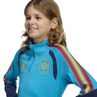 adidas Spanje Trainingstrui 1/4-Zip 2026-2028 Kids Lichtblauw Donkerblauw Geel