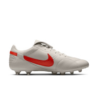 Nike Premier III Gras Voetbalschoenen (FG) Lichtgrijs Felrood
