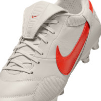 Nike Premier III Gras Voetbalschoenen (FG) Lichtgrijs Felrood
