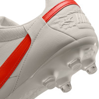 Nike Premier III Gras Voetbalschoenen (FG) Lichtgrijs Felrood
