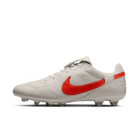 Nike Premier III Gras Voetbalschoenen (FG) Lichtgrijs Felrood