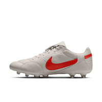 Nike Premier III Gras Voetbalschoenen (FG) Lichtgrijs Felrood