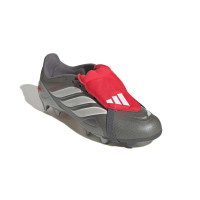 adidas Predator League FT Gras Voetbalschoenen (FG) Kids Donkergrijs Wit Zilver Rood