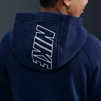 Nike Sportswear Club Fleece Trainingspak Hooded Kids Donkerblauw Wit