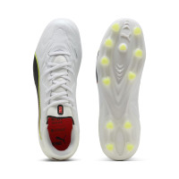 PUMA King 20 Pro Gras / Kunstgras Voetbalschoenen (MG) Wit Felrood Neongeel