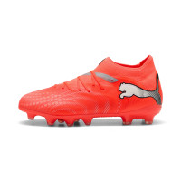 PUMA Future 9 Pro Gras / Kunstgras Voetbalschoenen (MG) Kids Felrood Zilver Zwart