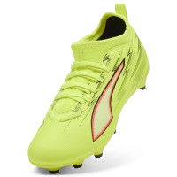 PUMA Ultra 6 Match Grass/Artificial Grass Football Boots (MG) Kids Neon Yellow Red Black