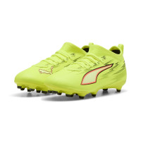 PUMA Ultra 6 Match Grass/Artificial Grass Football Boots (MG) Kids Neon Yellow Red Black