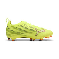 PUMA Ultra 6 Pro Grass/Artificial Grass Football Boots (MG) Kids Neon Yellow Red Black