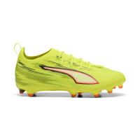 PUMA Ultra 6 Pro Gazon Naturel Artificiel Chaussures de Foot (MG) Enfants Néon Jaune Rouge Noir
