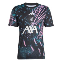 adidas Liverpool Pre-Match Trainingsshirt 2025-2026 Zwart Donkergroen Lichtroze