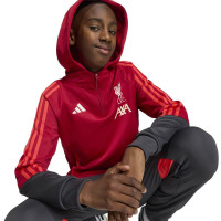 adidas Liverpool Track Hoodie 1/4-Zip 2025-2026 Kids Rood Grijs Zilver